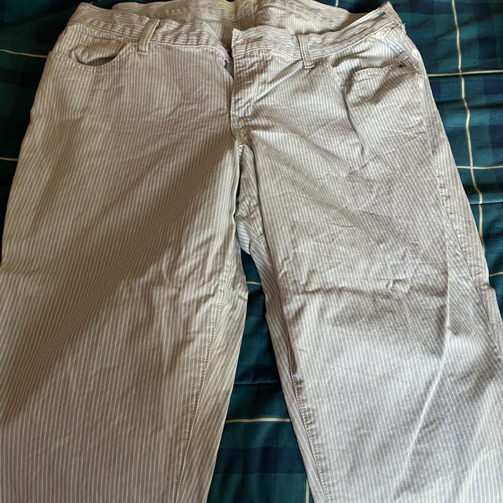 Blue and white pinstripes jeans